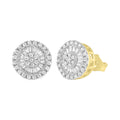 14K Solid Gold 0.68ctw Baguette & Round Brilliant Diamond Stud Earrings