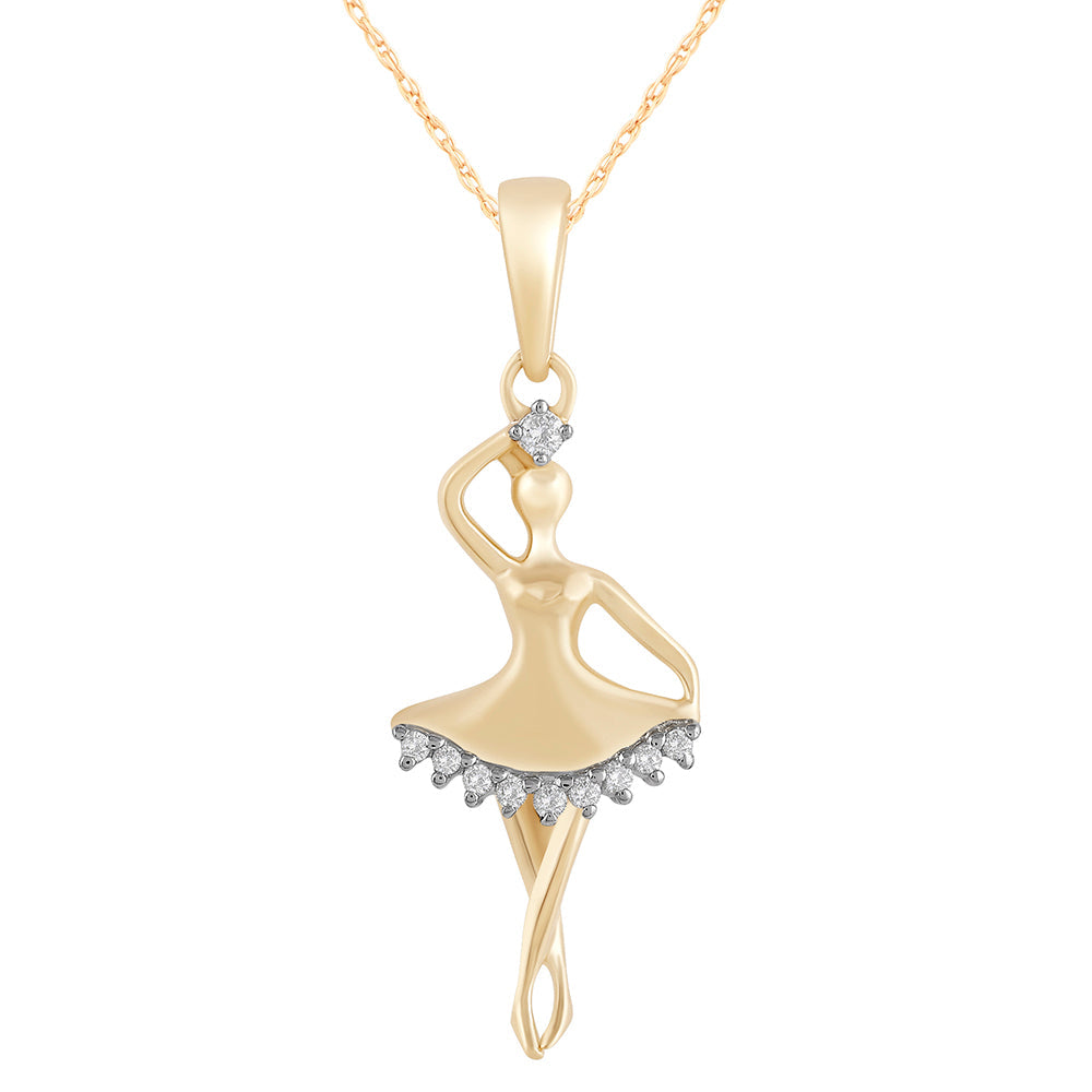14K Solid Gold  0.04ctw Ballerina Diamond Pendants