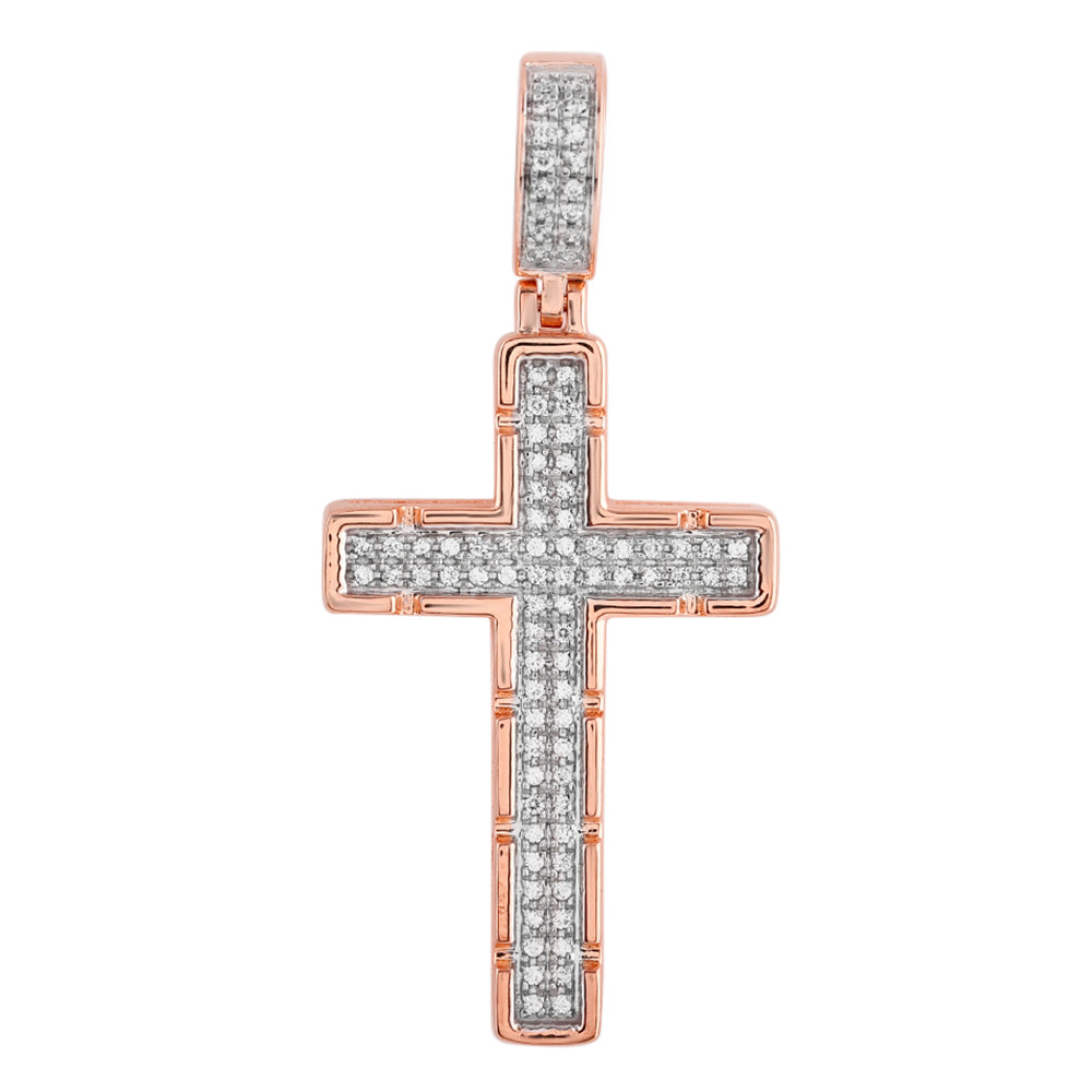 14K Solid Gold 0.17ctw Diamond Cross Pendants