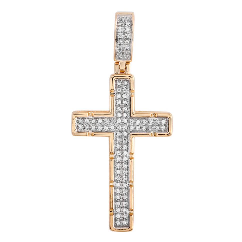 14K Solid Gold 0.17ctw Diamond Cross Pendants