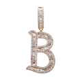 14K Solid Gold 0.85ctw Tappers & Round Brilliant Diamond Initial "B" Pendant