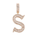 14K Solid Gold 0.82ctw Tappers & Round Brilliant Diamond Initial "S" Pendant