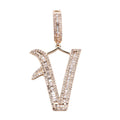 14K Solid Gold 0.81ctw Tappers & Round Brilliant Diamond Initial "V" Pendant