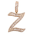 14K Solid Gold 0.82ctw Tappers & Round Brilliant Diamond Initial "Z" Pendant