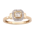 14K Solid Gold 0.17ctw Baguette & Round Brilliant Diamond Womens Ring