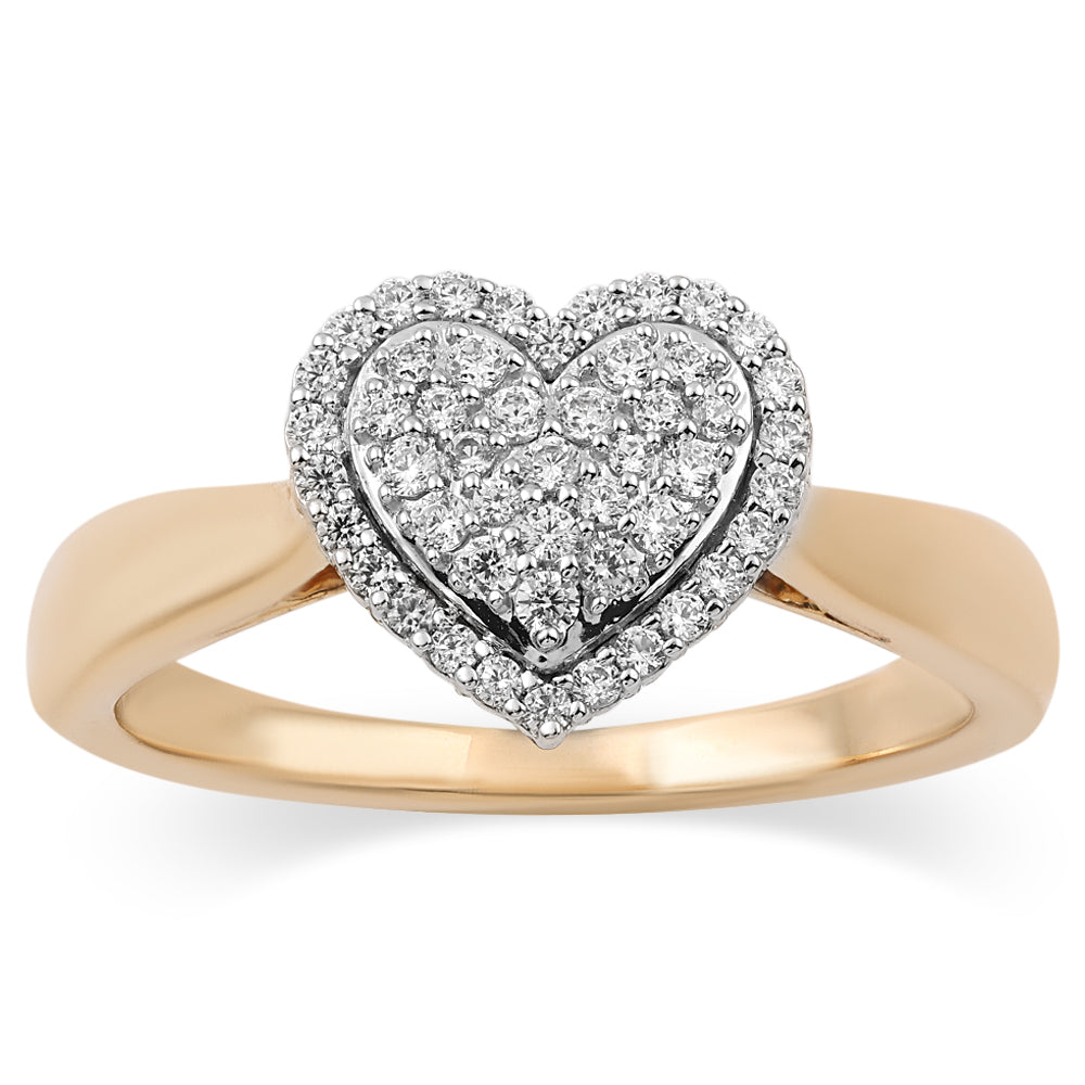 14K Solid Gold  0.22ctw Heart Diamond Womens Rings
