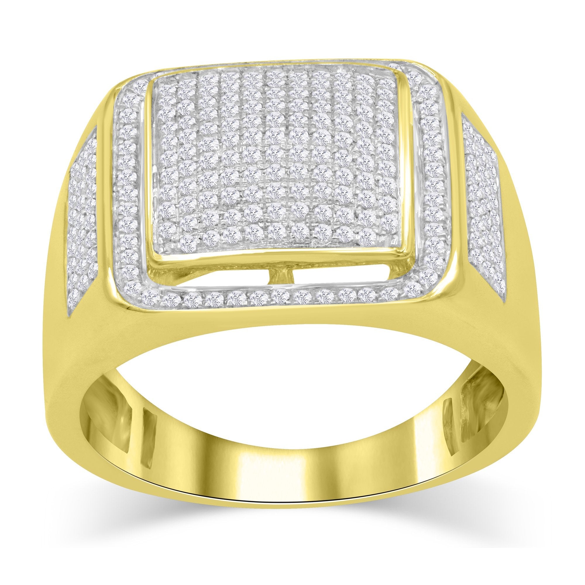 10K Solid Gold 0.70ctw Diamond Mens Ring
