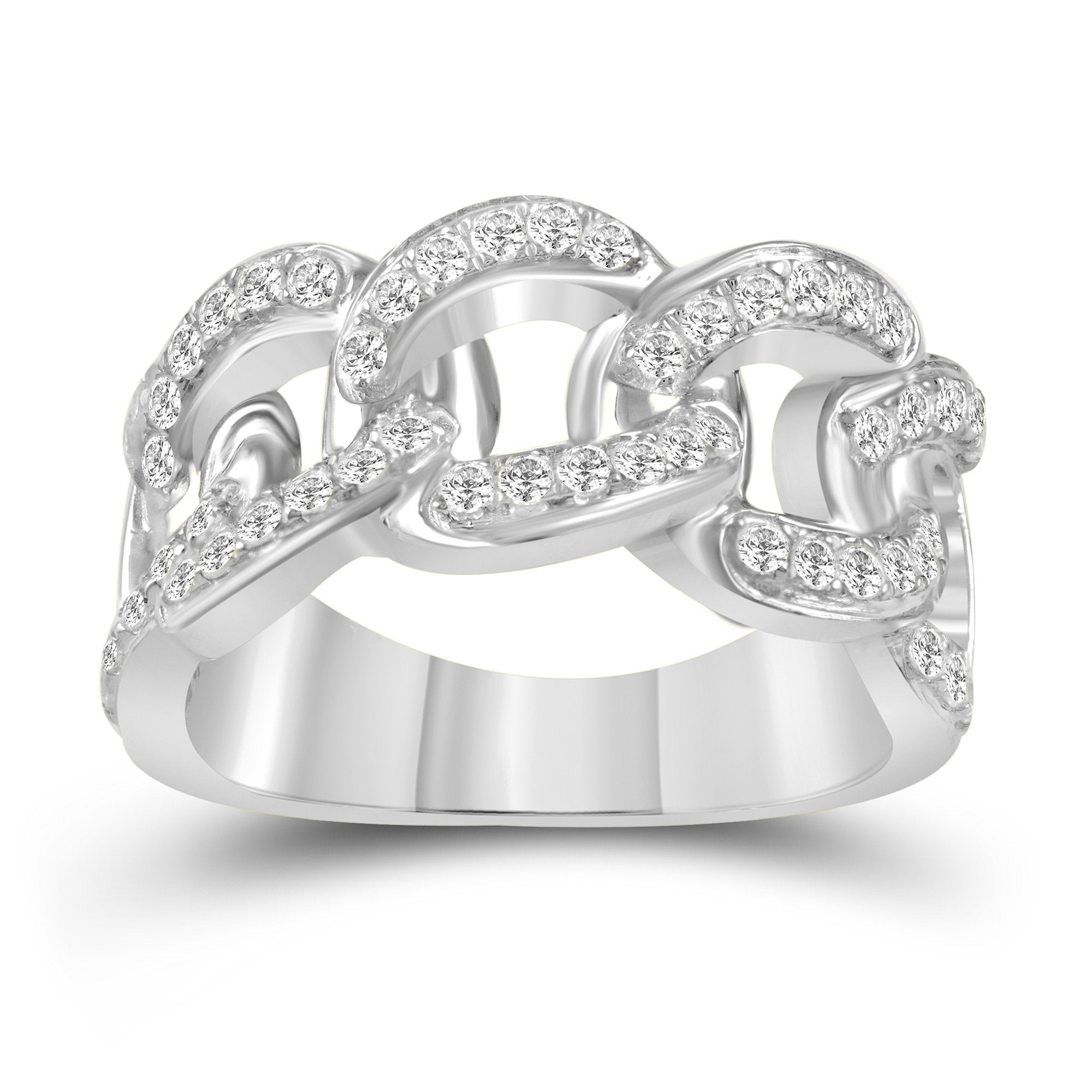 14K Solid Gold 0.97ctw Diamond Miami Cuban Mens Ring