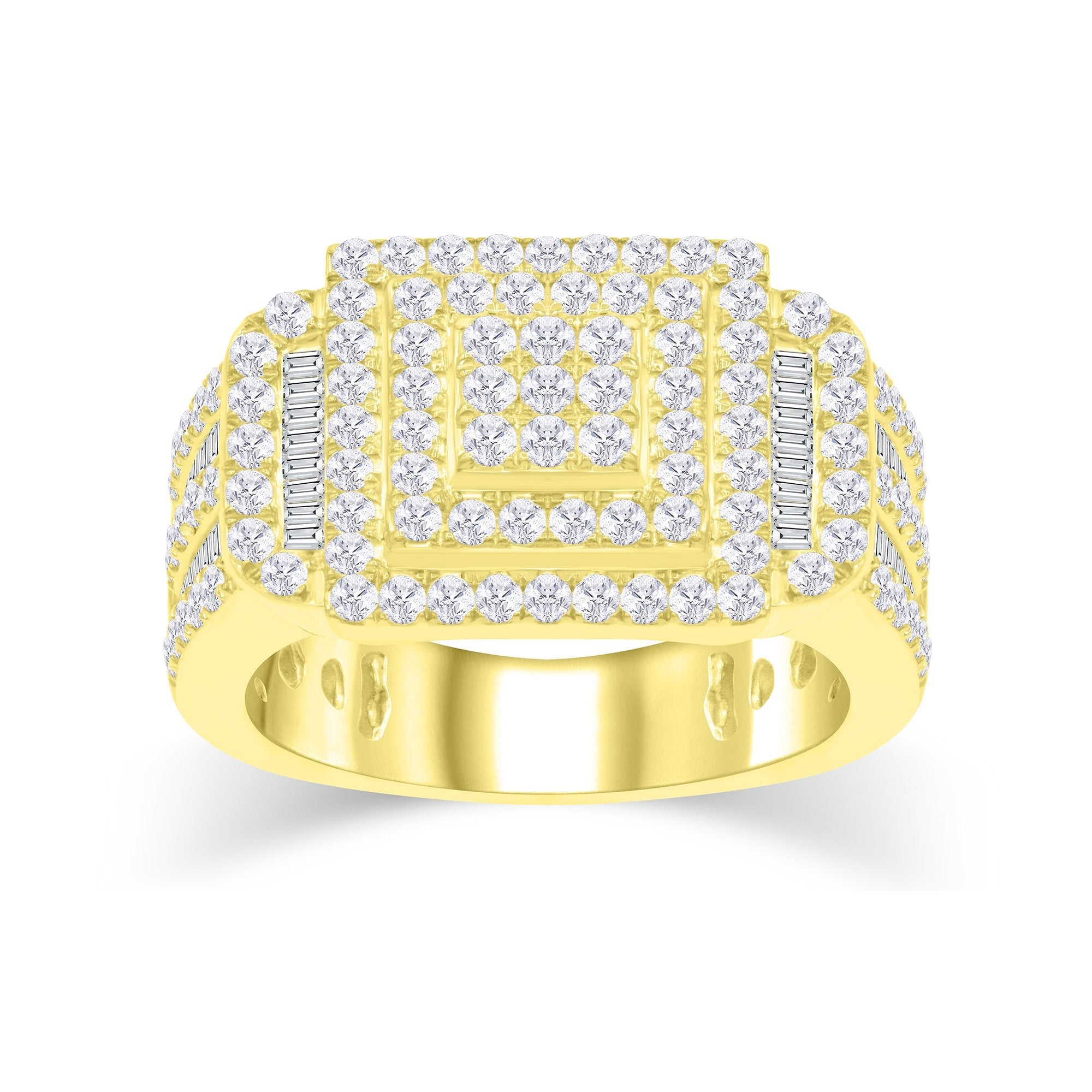 14K Solid Gold 1.87ctw Diamond Mens Ring