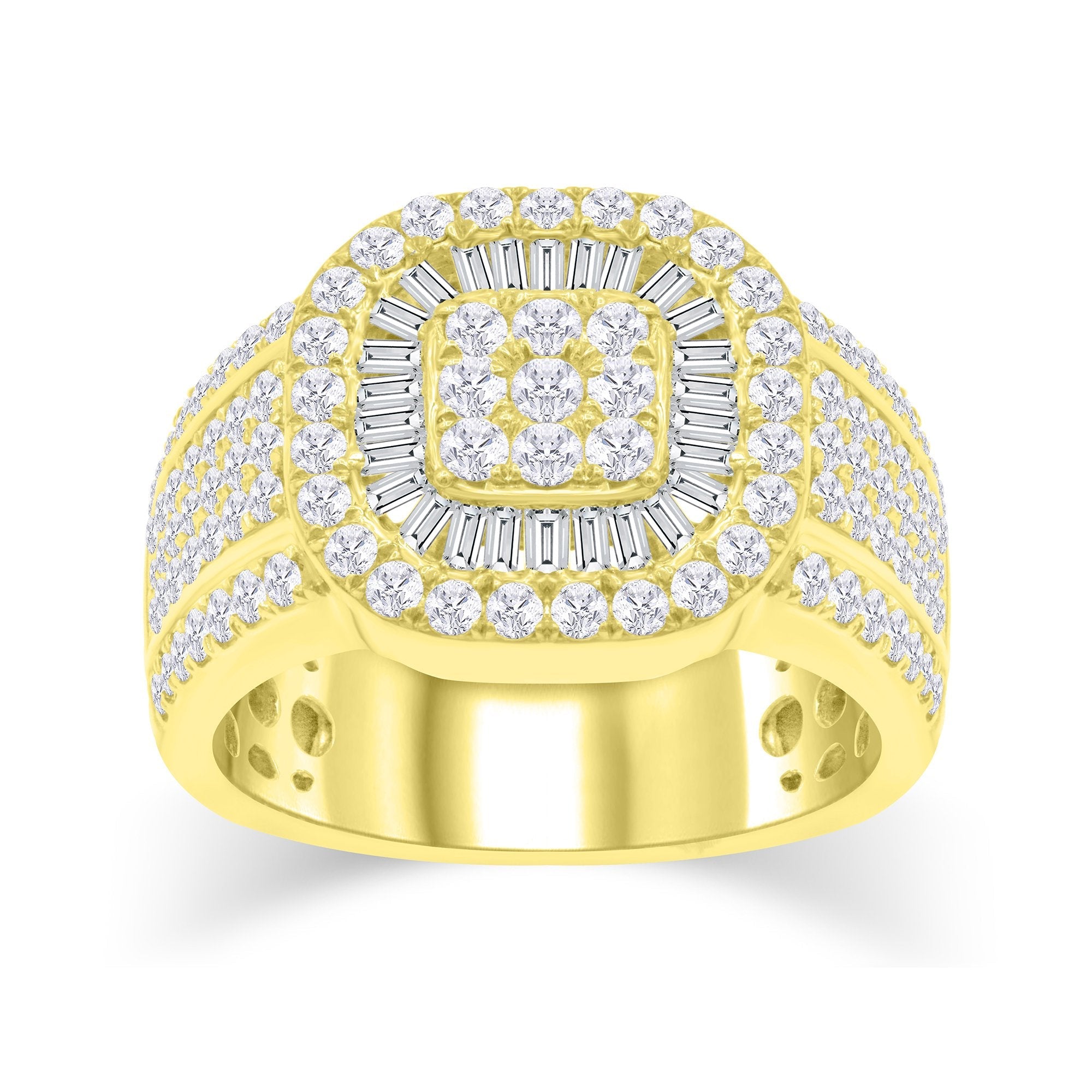 14K Solid Gold 2.10ctw Diamond Mens Ring