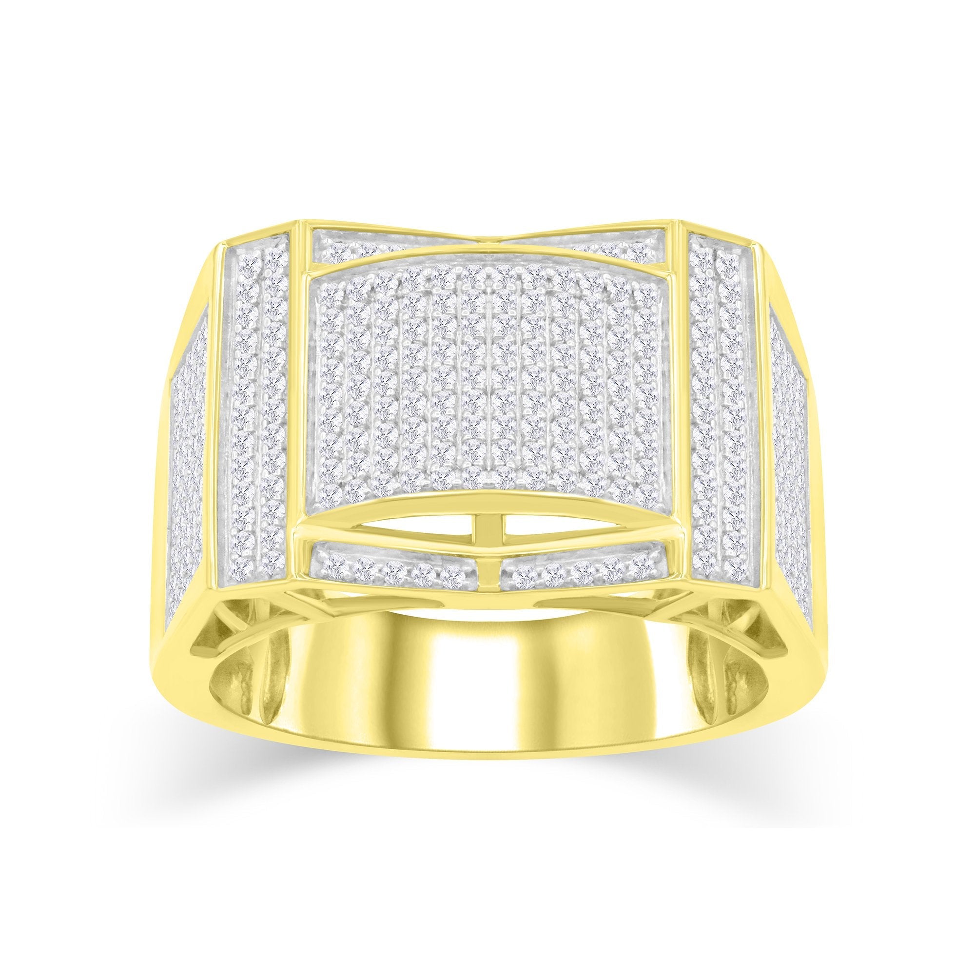 10K Solid Gold 0.85ctw Diamond Mens Ring