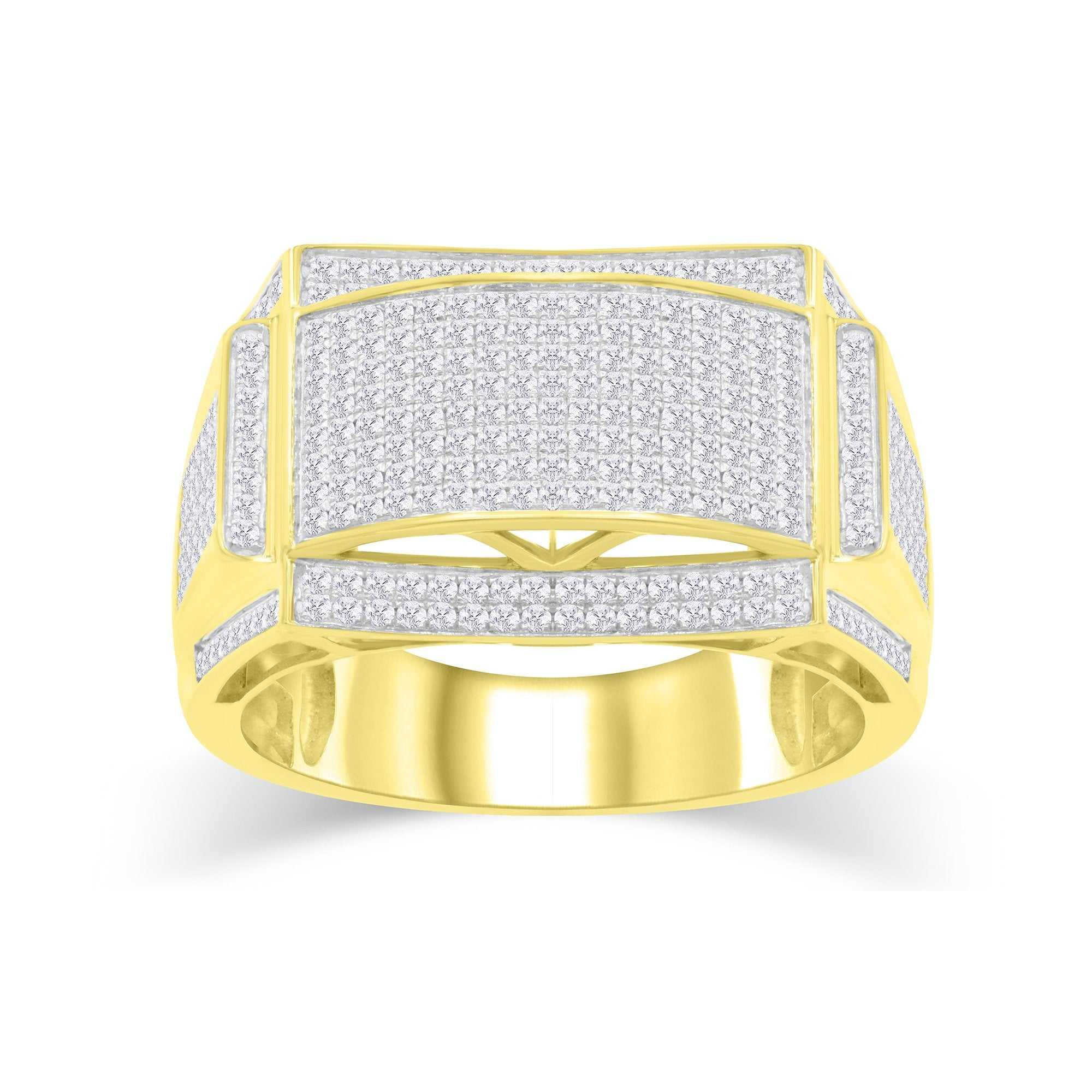 10K Solid Gold 0.91ctw Diamond Mens Ring