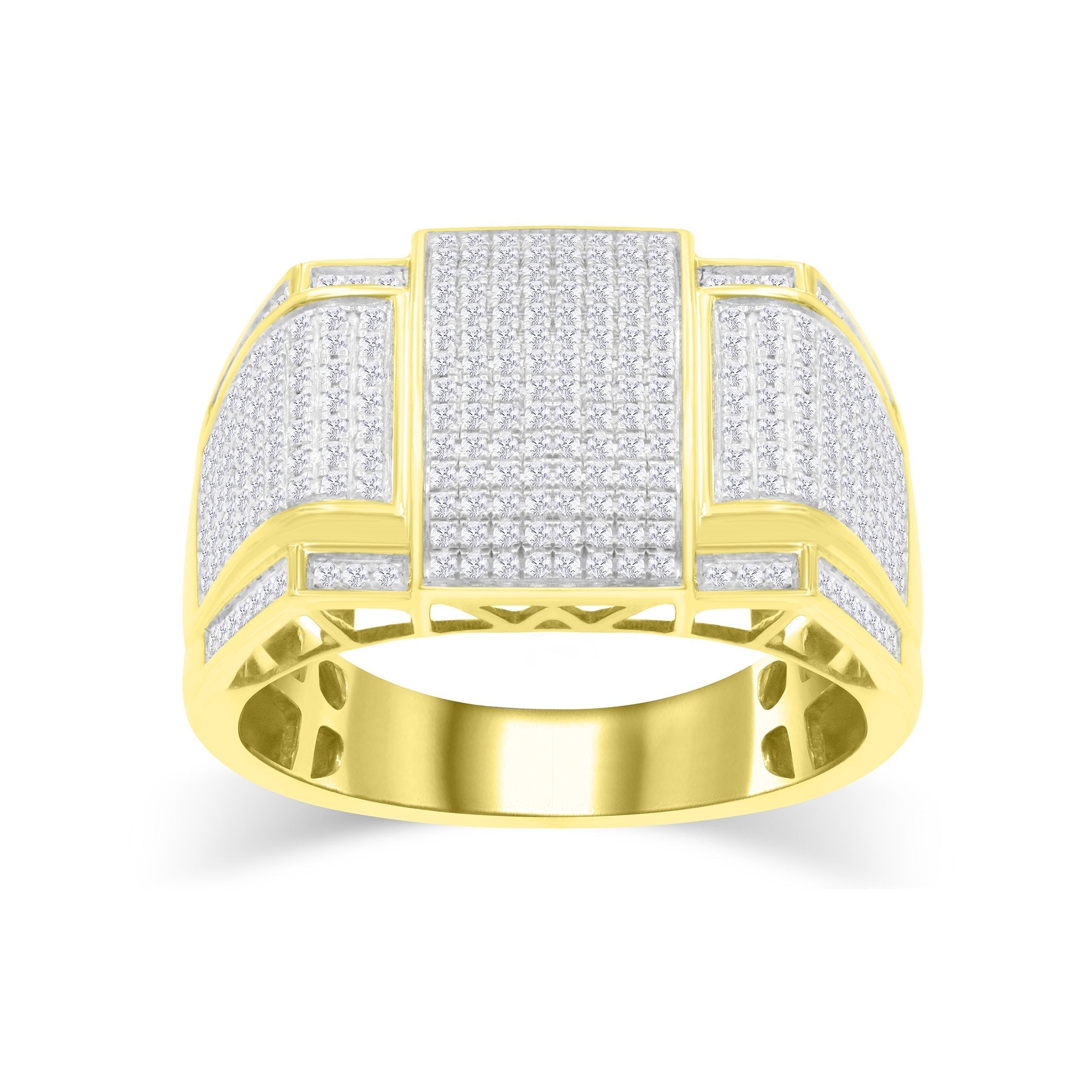 10K Solid Gold 0.82ctw Diamond Mens Ring