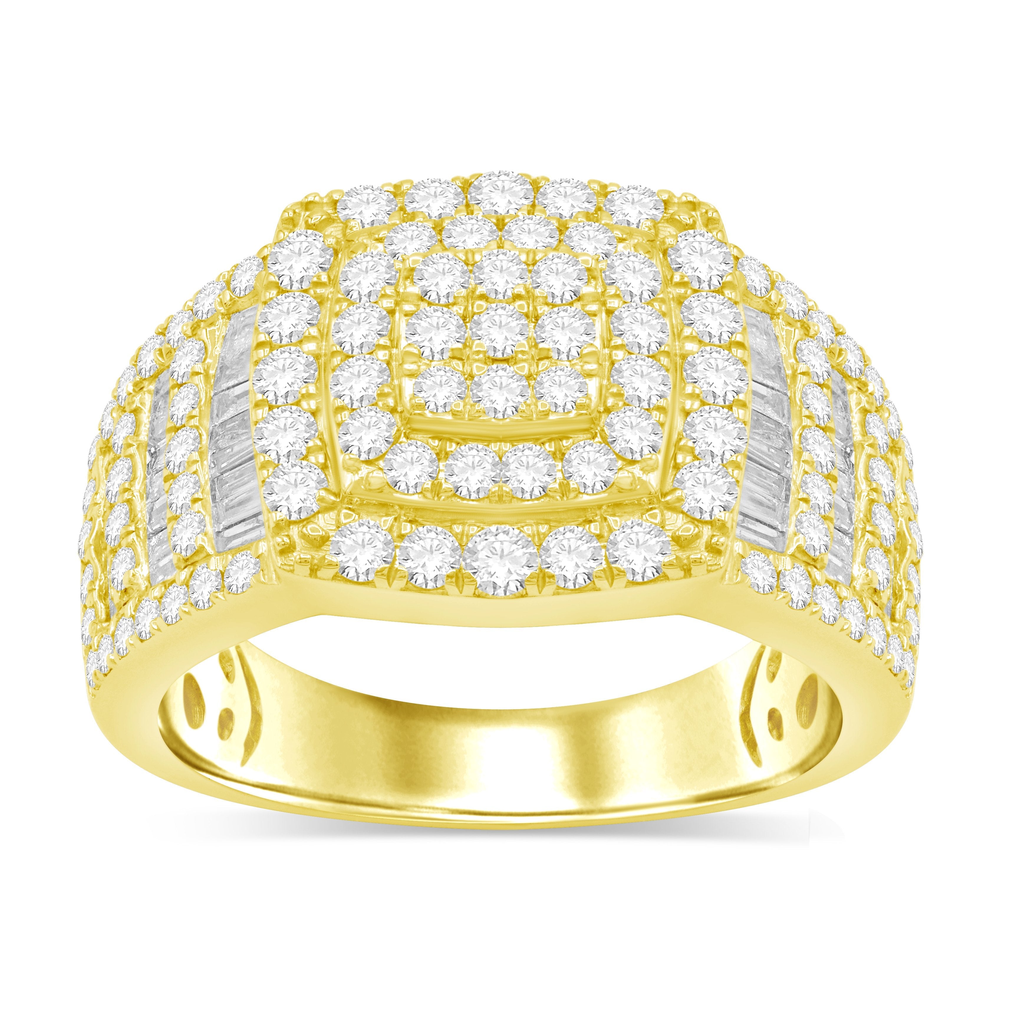 14K Solid Gold 2.60ctw Diamond Mens Rings