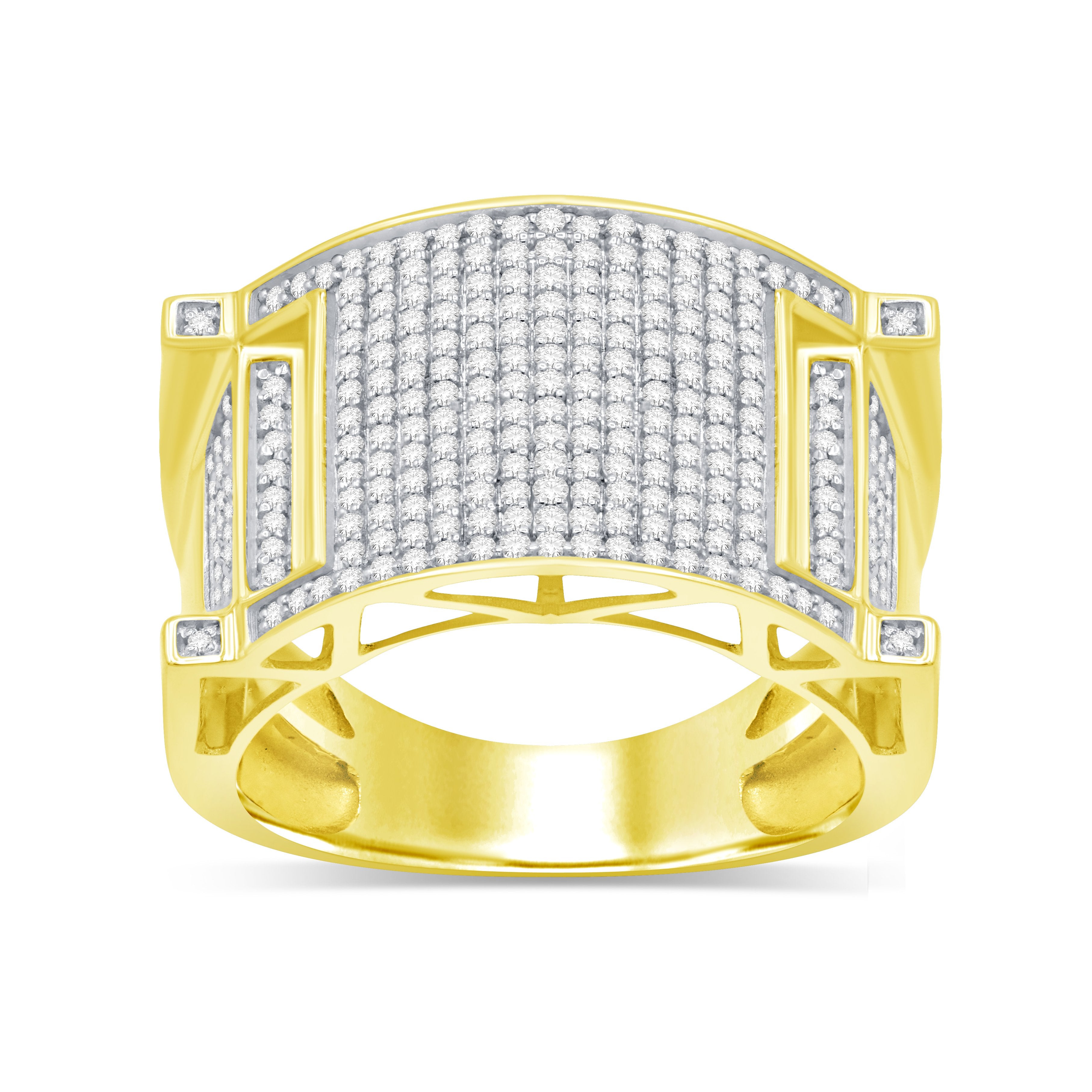 10K Solid Gold 0.8ctw Diamond Mens Rings