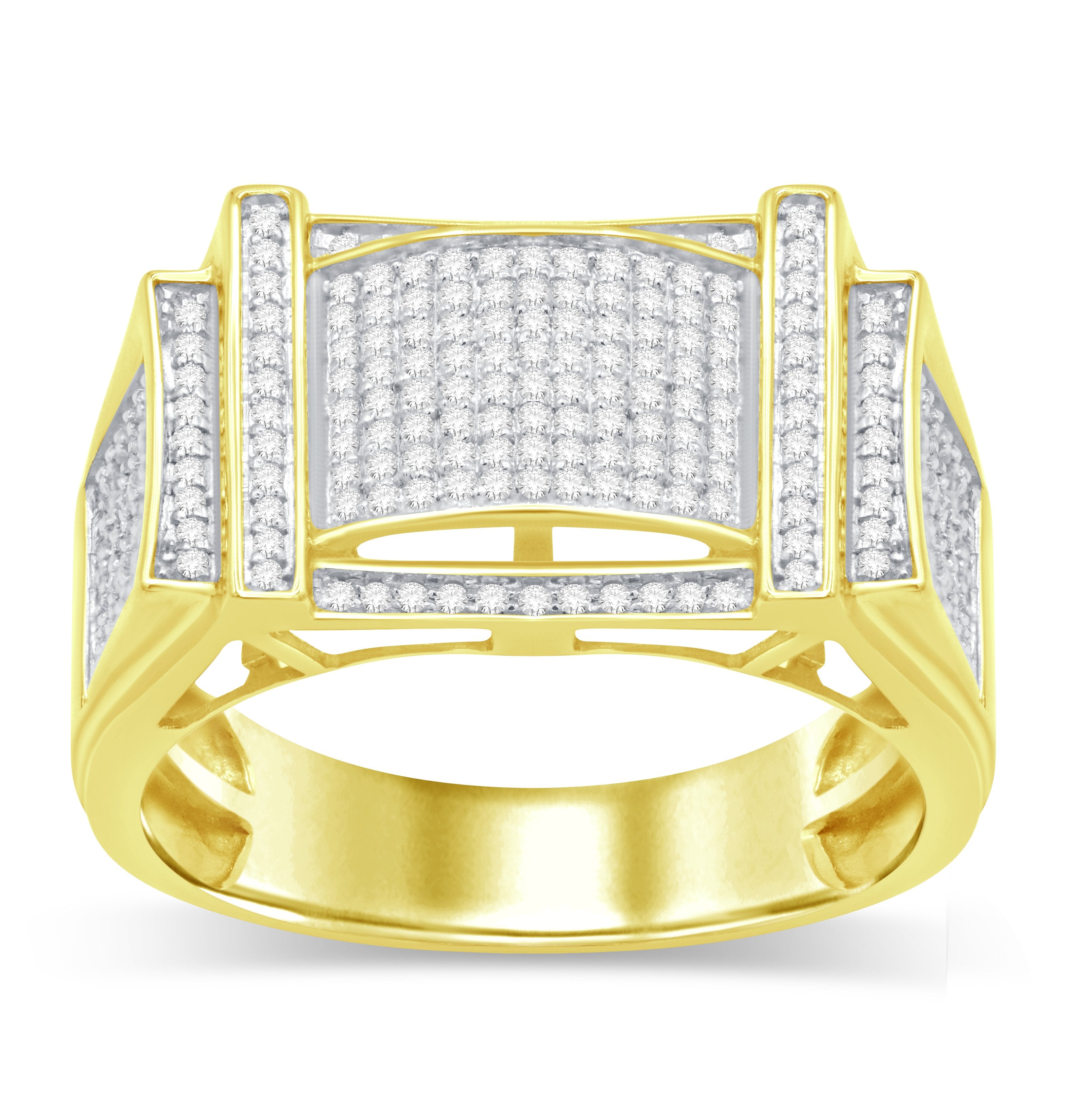 10K Solid Gold 0.7ctw Diamond Mens Rings