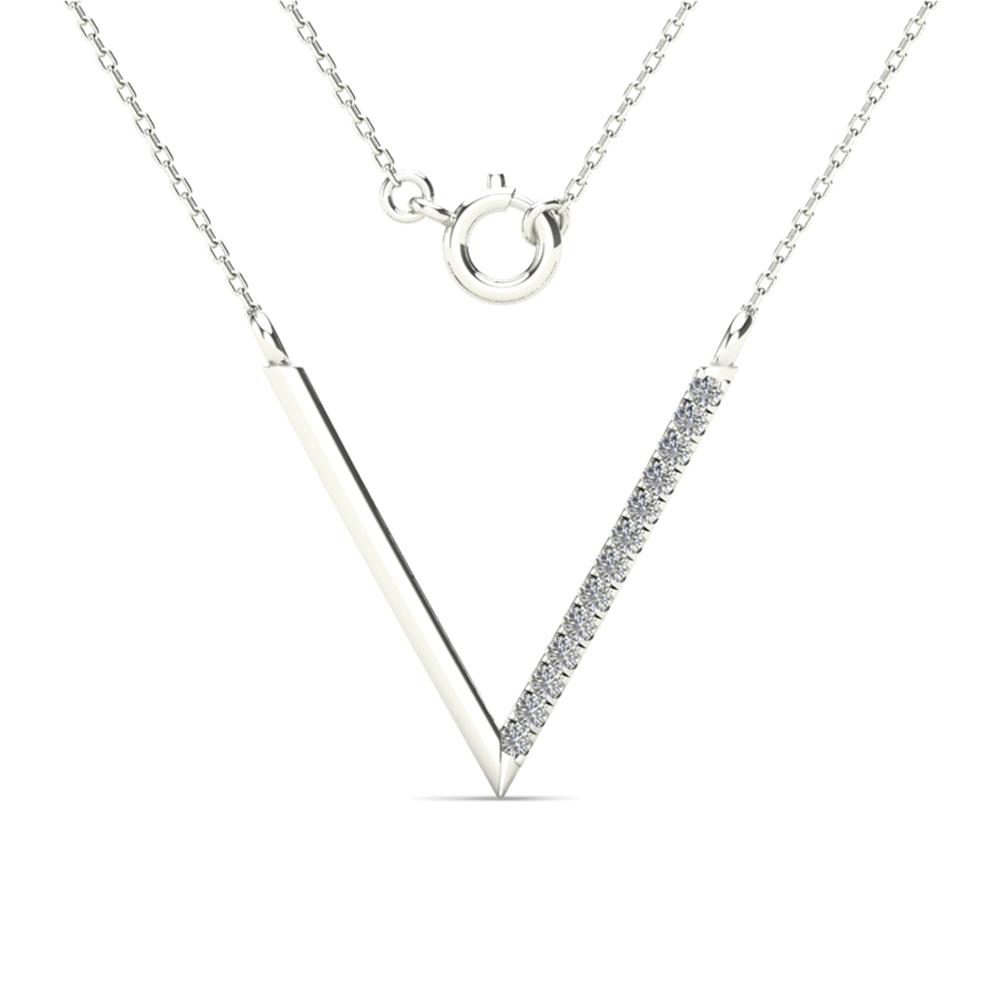 14K Solid Gold 0.05ctw Diamond “V” Shape Necklace