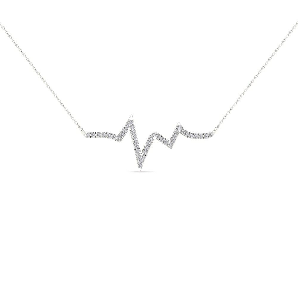 14K Solid Gold 0.13ctw Diamond Heart Beat Necklace
