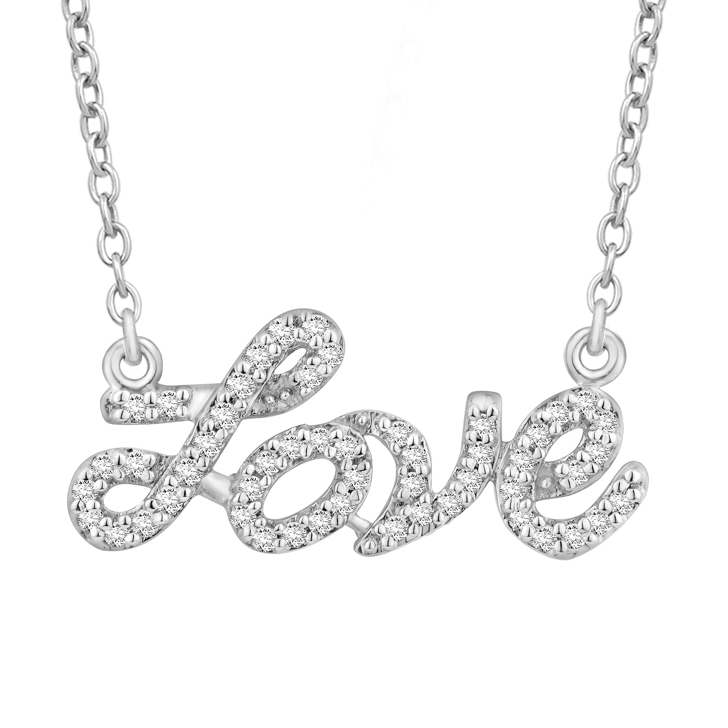 14K Solid Gold  0.21ctw Diamond " Love" Necklaces