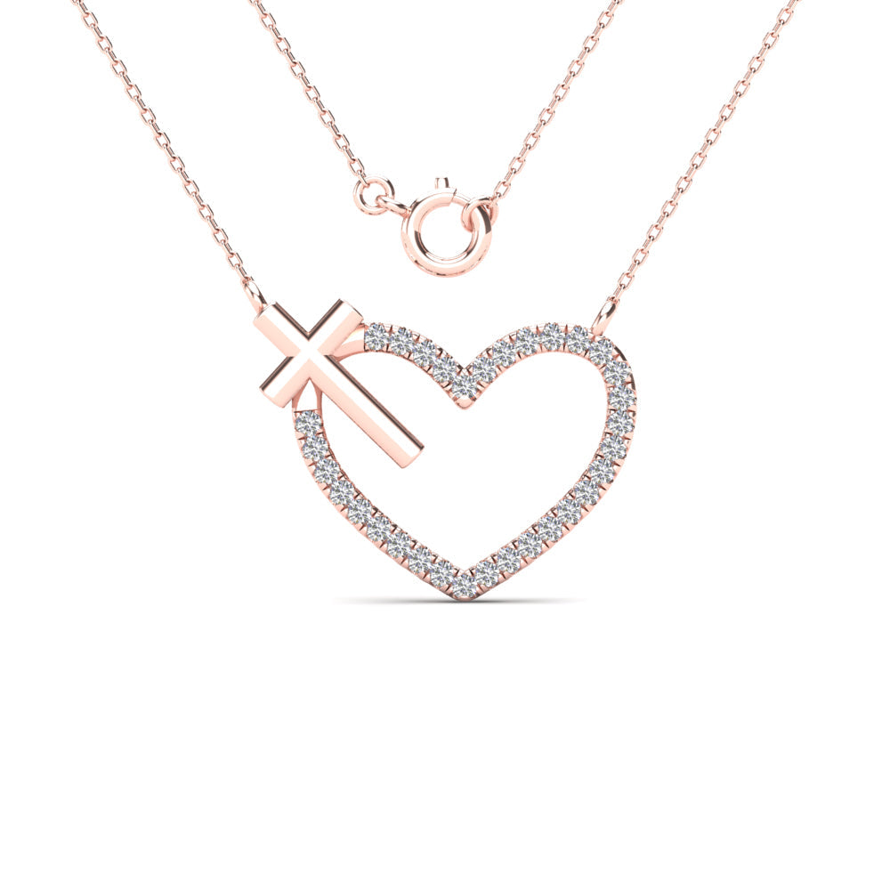 14K Solid Gold  0.10ctw Diamond Necklaces