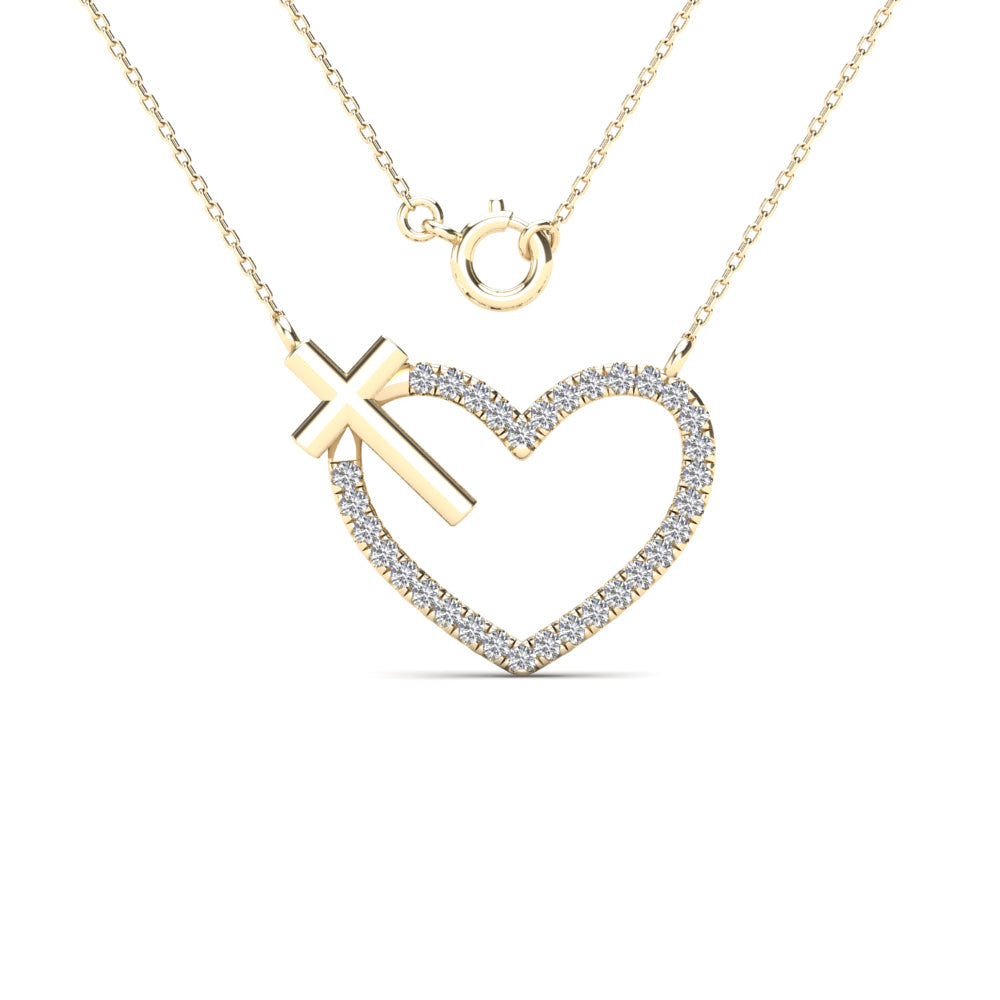 14K Solid Gold  0.10ctw Diamond Necklaces
