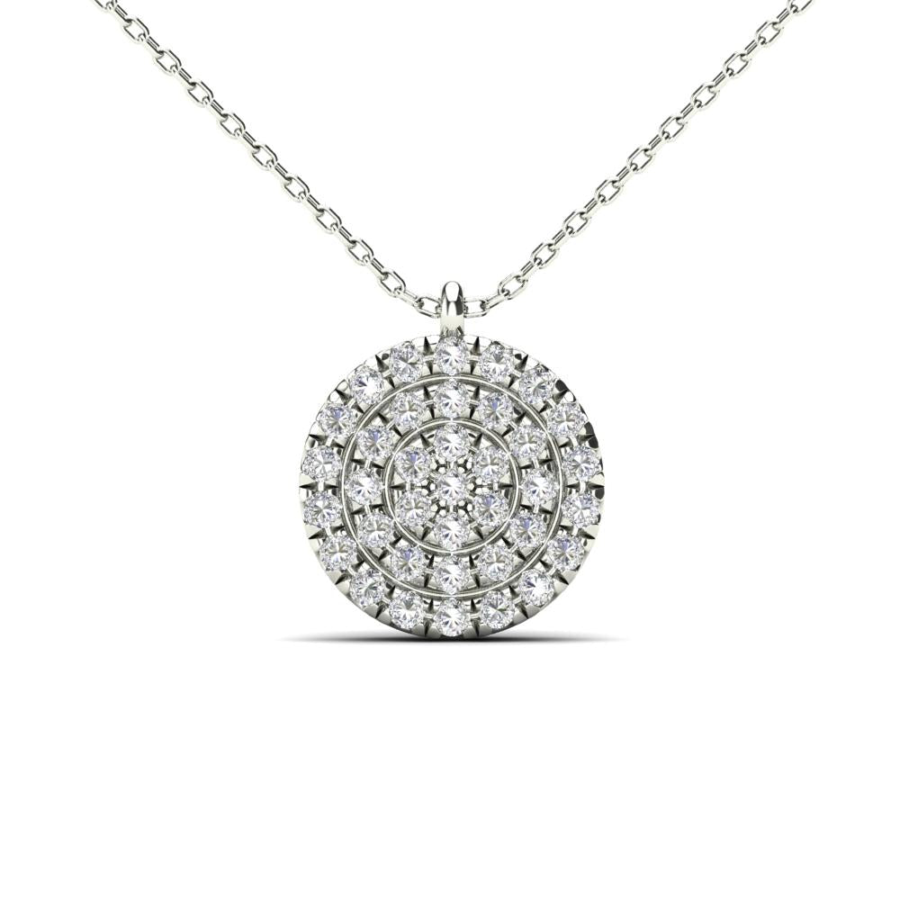 14K Solid Gold 0.11ctw Diamond Iced Out Round Micropavé Necklace