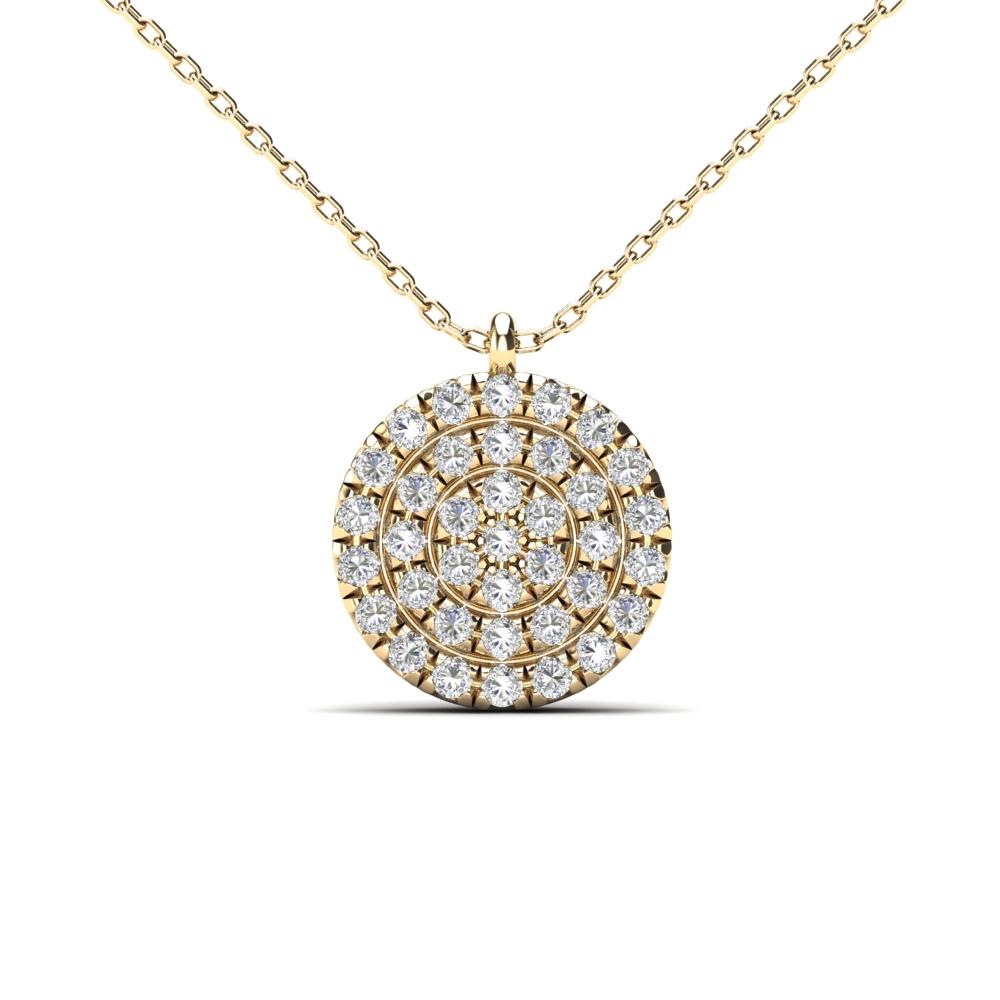 14K Solid Gold 0.11ctw Diamond Iced Out Round Micropavé Necklace