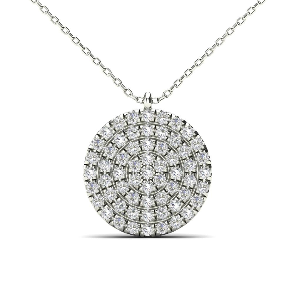 14K Solid Gold 0.19ctw Diamond Iced Out Round Micropavé Necklace