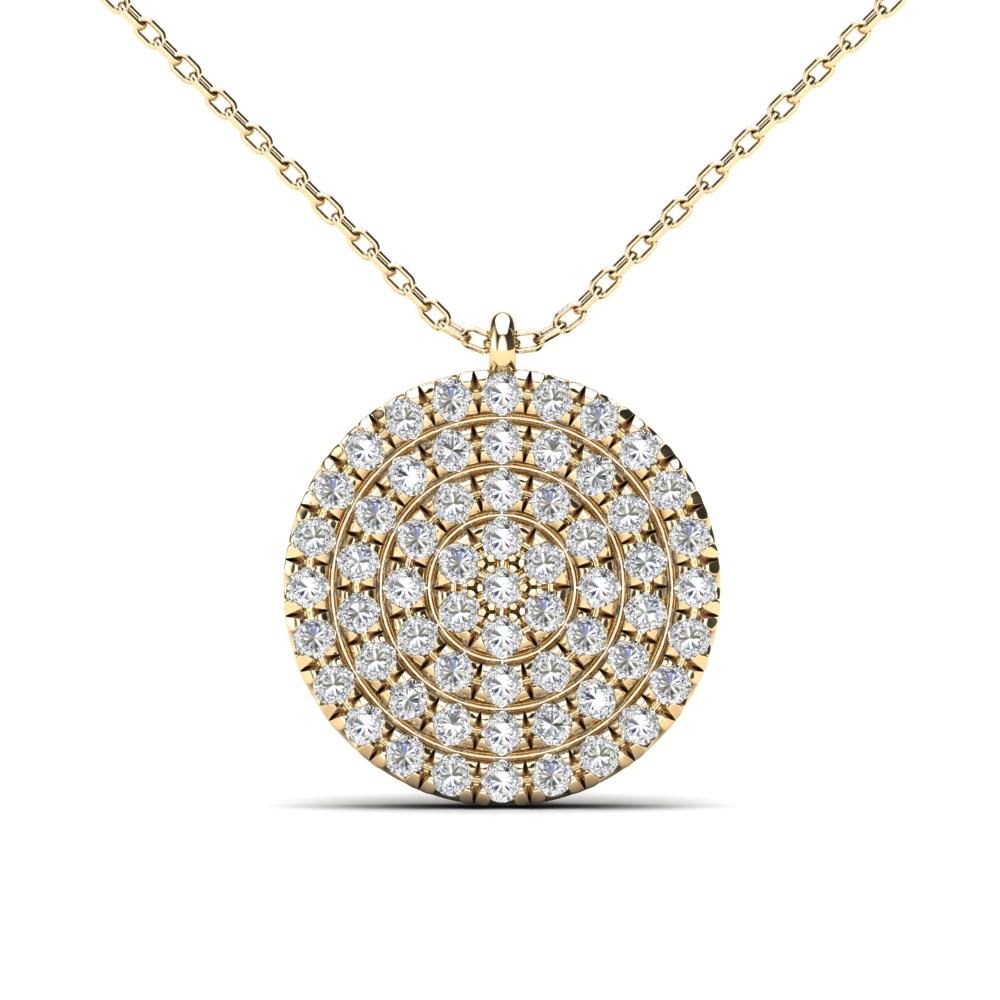 14K Solid Gold 0.19ctw Diamond Iced Out Round Micropavé Necklace