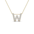 14K Solid Gold 0.14ctw Diamond Initial "W" Pendant Necklace