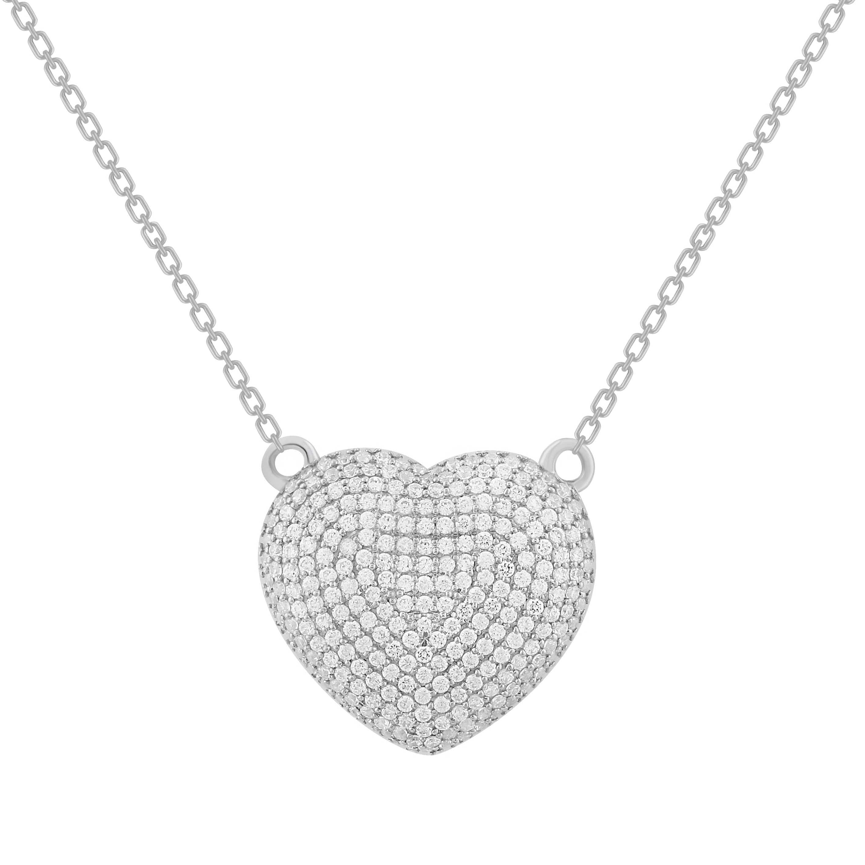 14K Solid Gold  0.55ctw Diamond Heart Necklaces