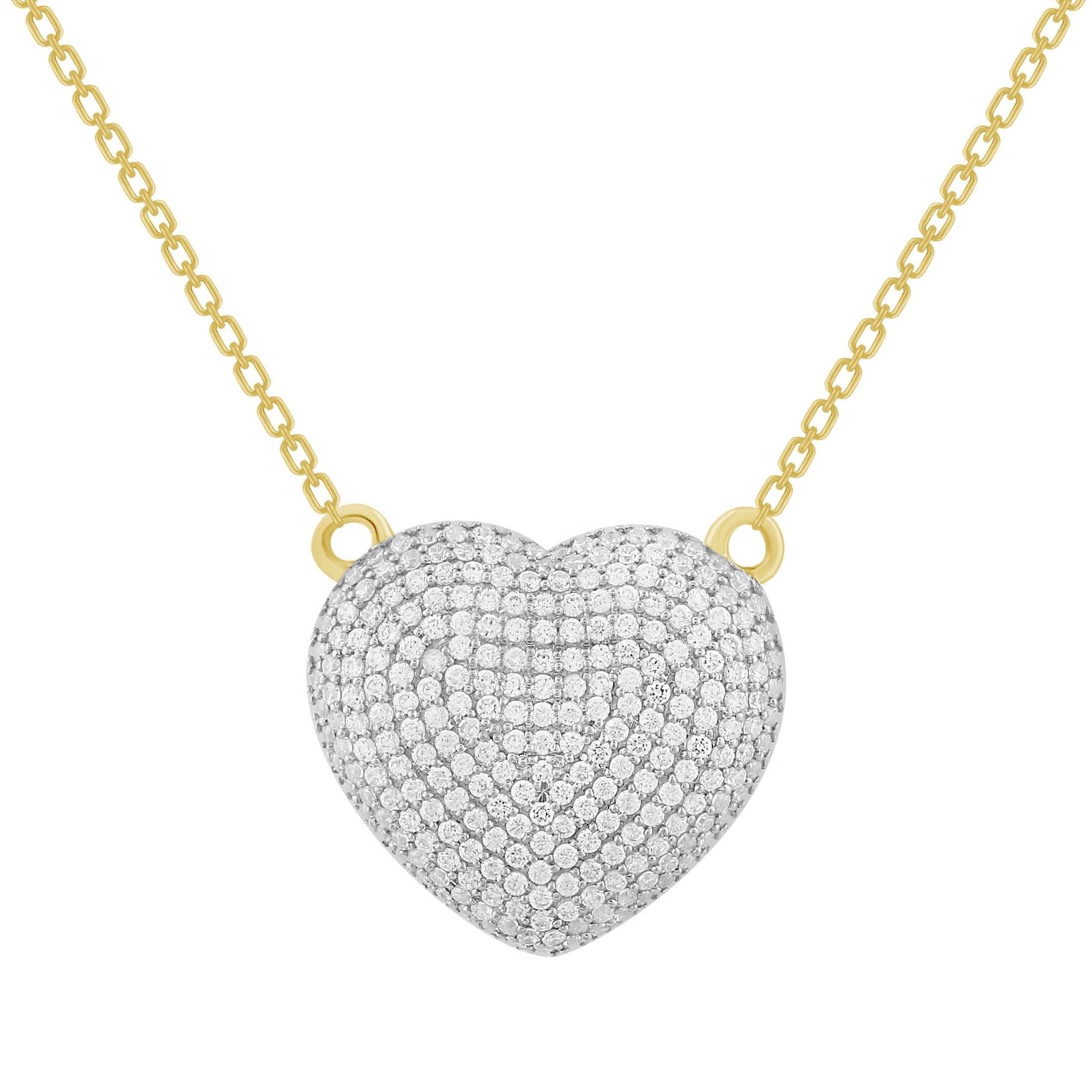 14K Solid Gold  0.55ctw Diamond Heart Necklaces