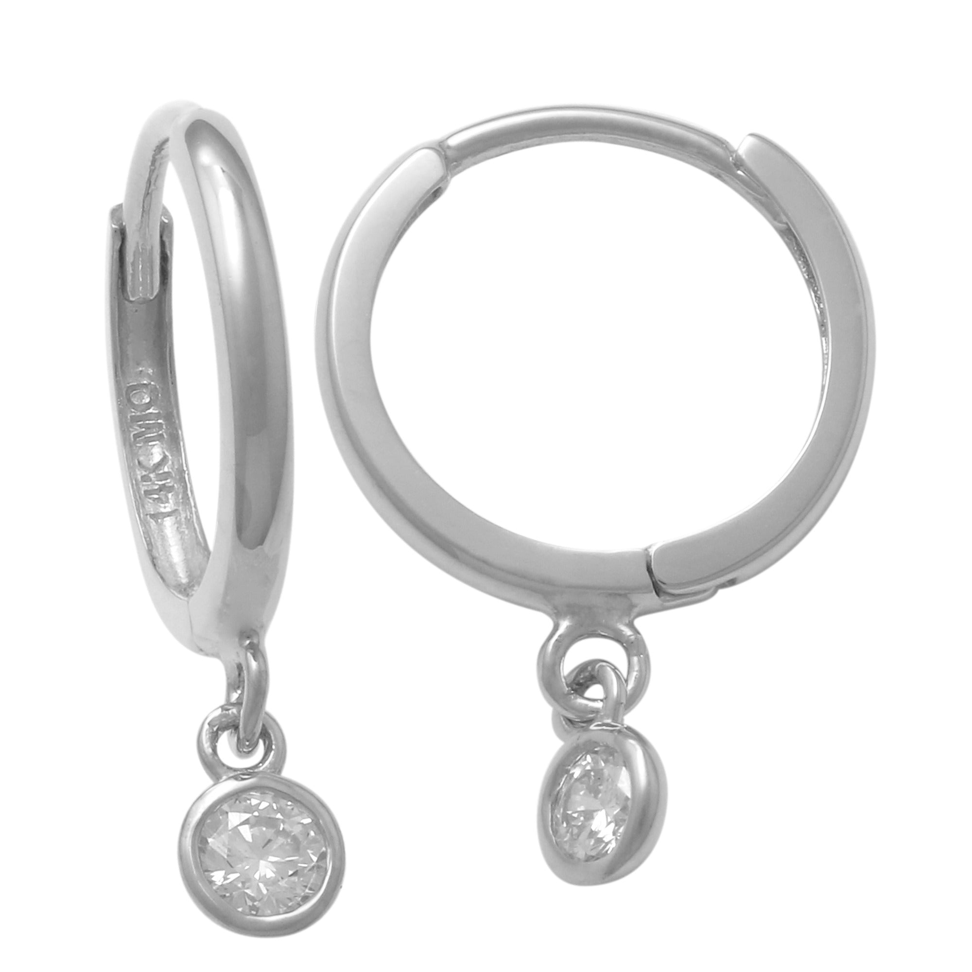 14K Solid Gold 0.17 Diamond Hoop Earrings