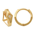 14K Solid Gold 0.042 Diamond Hoop Earrings