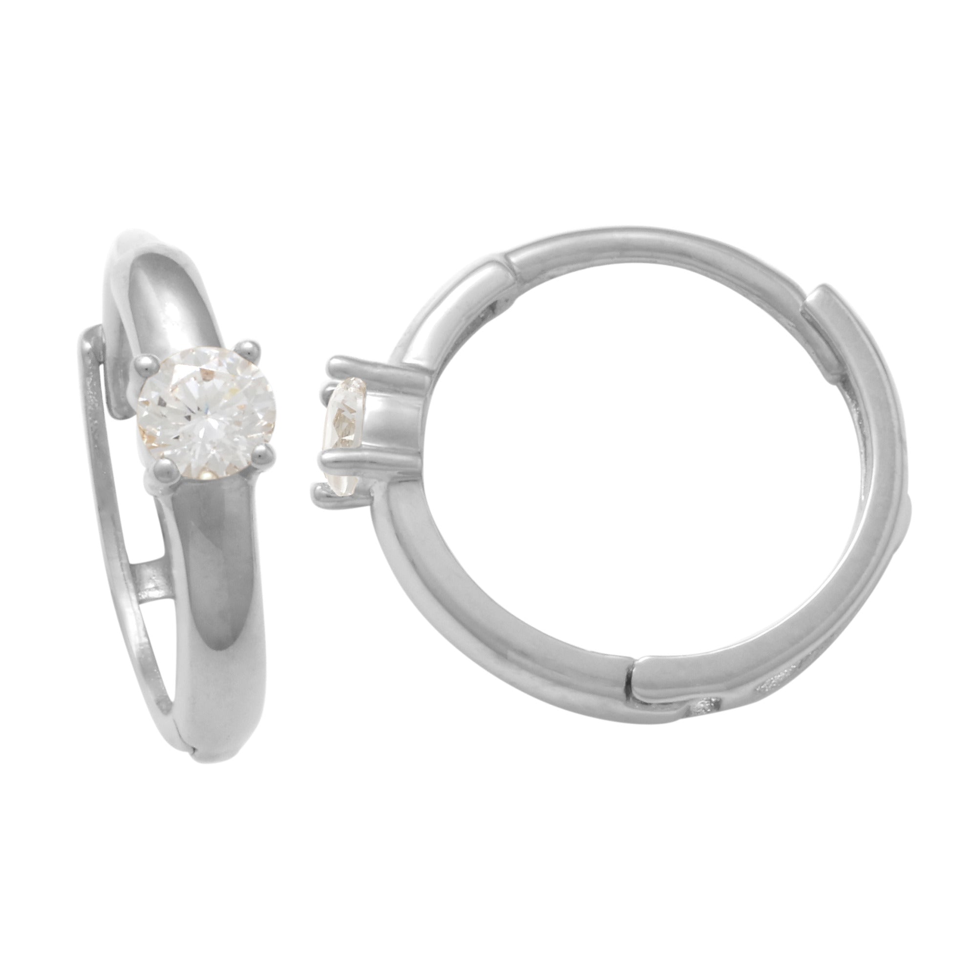 14K Solid Gold Diamond  Hoop Earrings