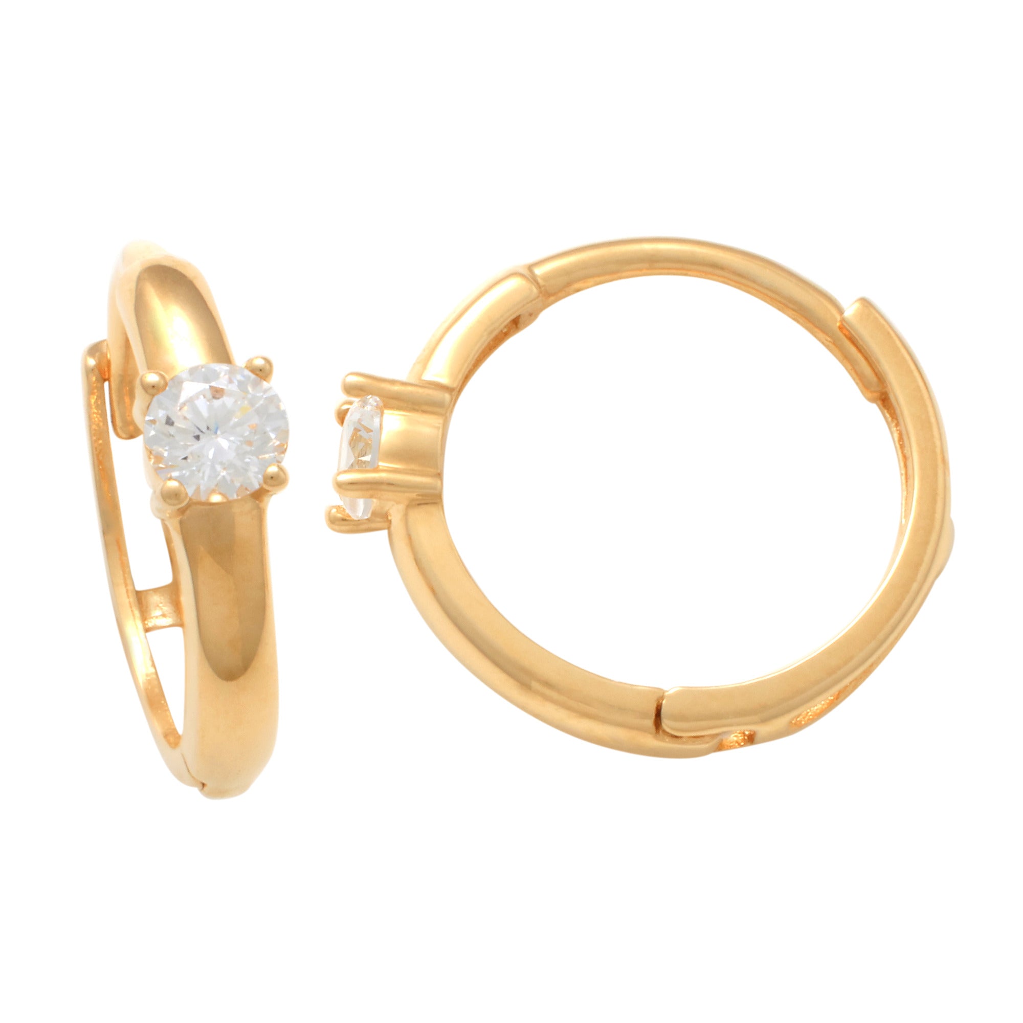 14K Solid Gold Diamond  Hoop Earrings