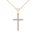 14K Solid Gold 0.17ctw Diamond Cross Pendants
