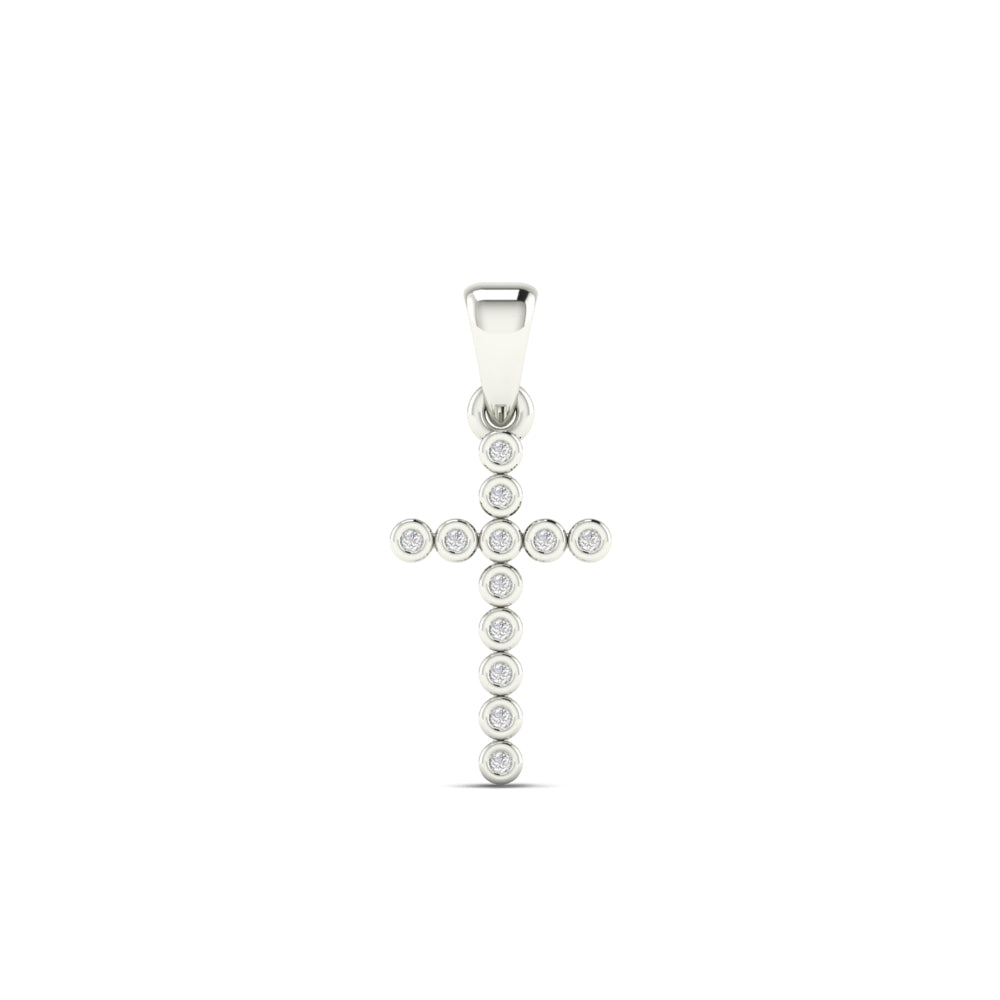 14K Solid Gold  0.07ctw Diamond Cross Pendant