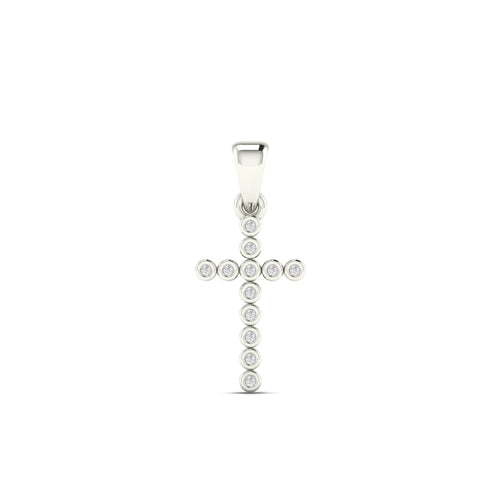 14K Solid Gold  0.07ctw Diamond Cross Pendant