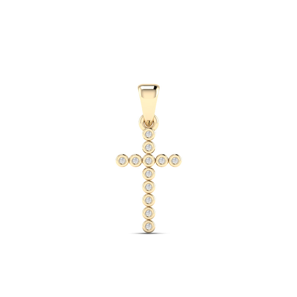 14K Solid Gold  0.07ctw Diamond Cross Pendant