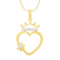 14K Solid Gold 0.16ctw Diamond Heart Crown Pendant