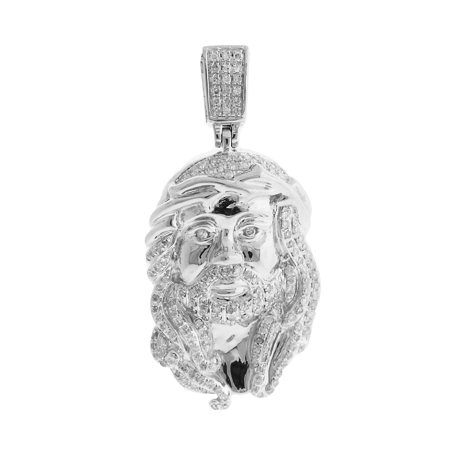 10K Solid Gold with 0.65ctw Diamond Jesus Head Pendant Yellow Gold Charm