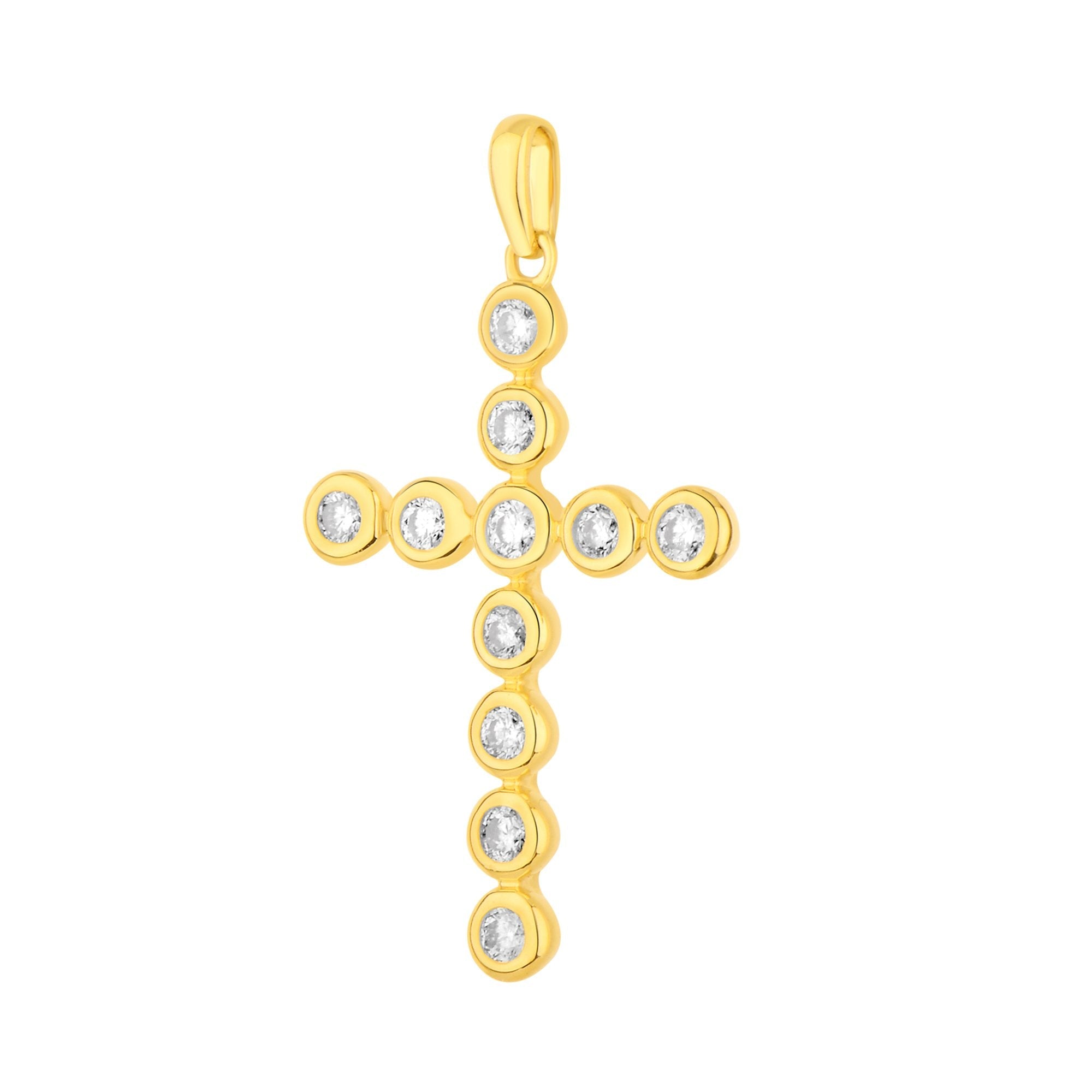 14K Solid Gold 0.33ctw Diamond Cross Pendant