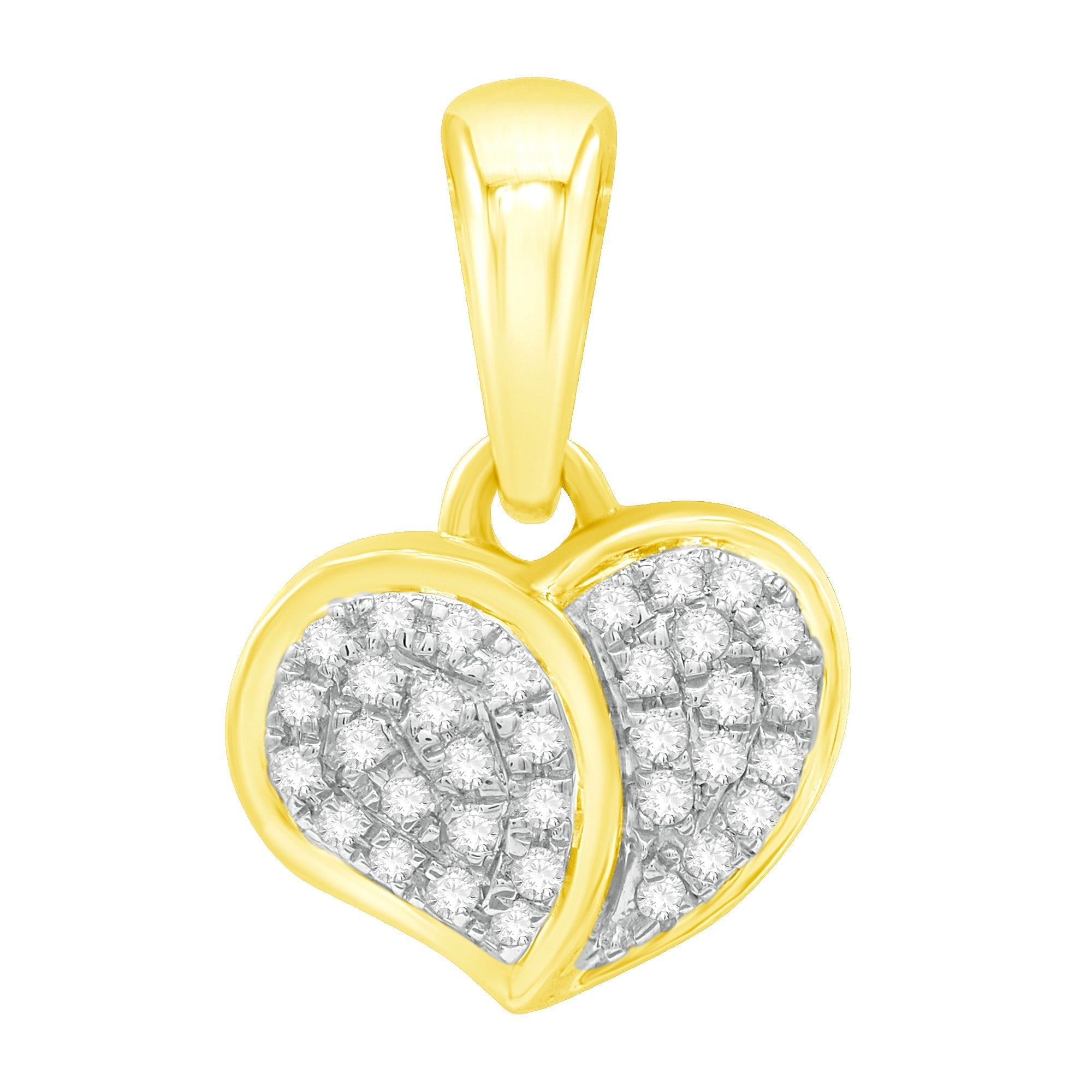 14K Solid Gold 0.09ctw Diamond Heart Pendant