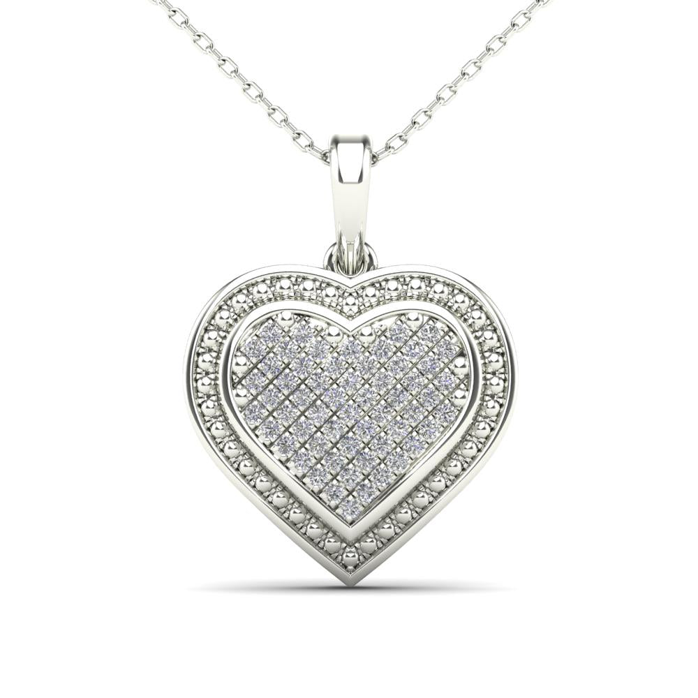 14K Solid Gold 0.12ctw Diamond Heart Pendant