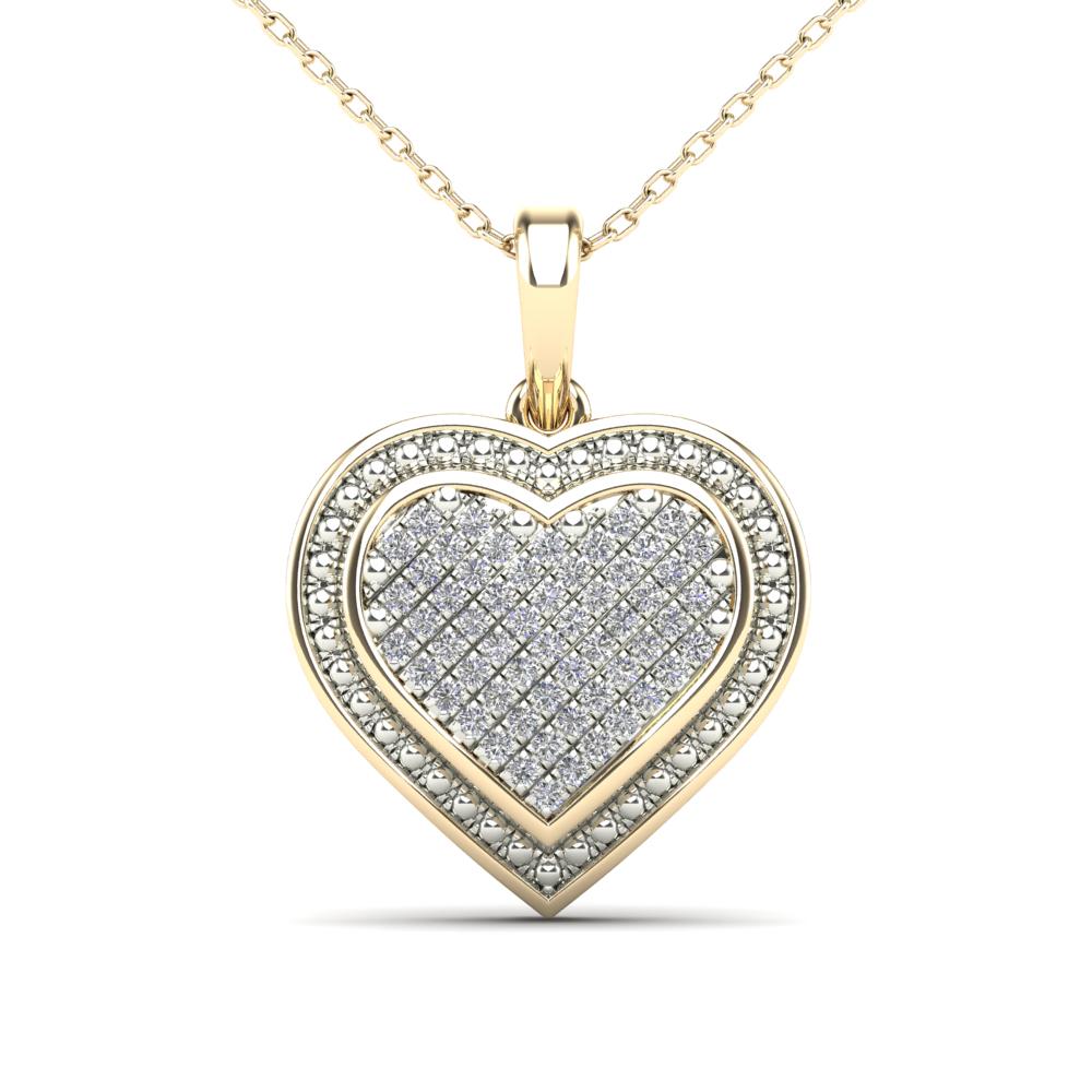 14K Solid Gold 0.12ctw Diamond Heart Pendant