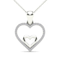 14K Solid Gold 0.08ctw Diamond Double Heart Pendant