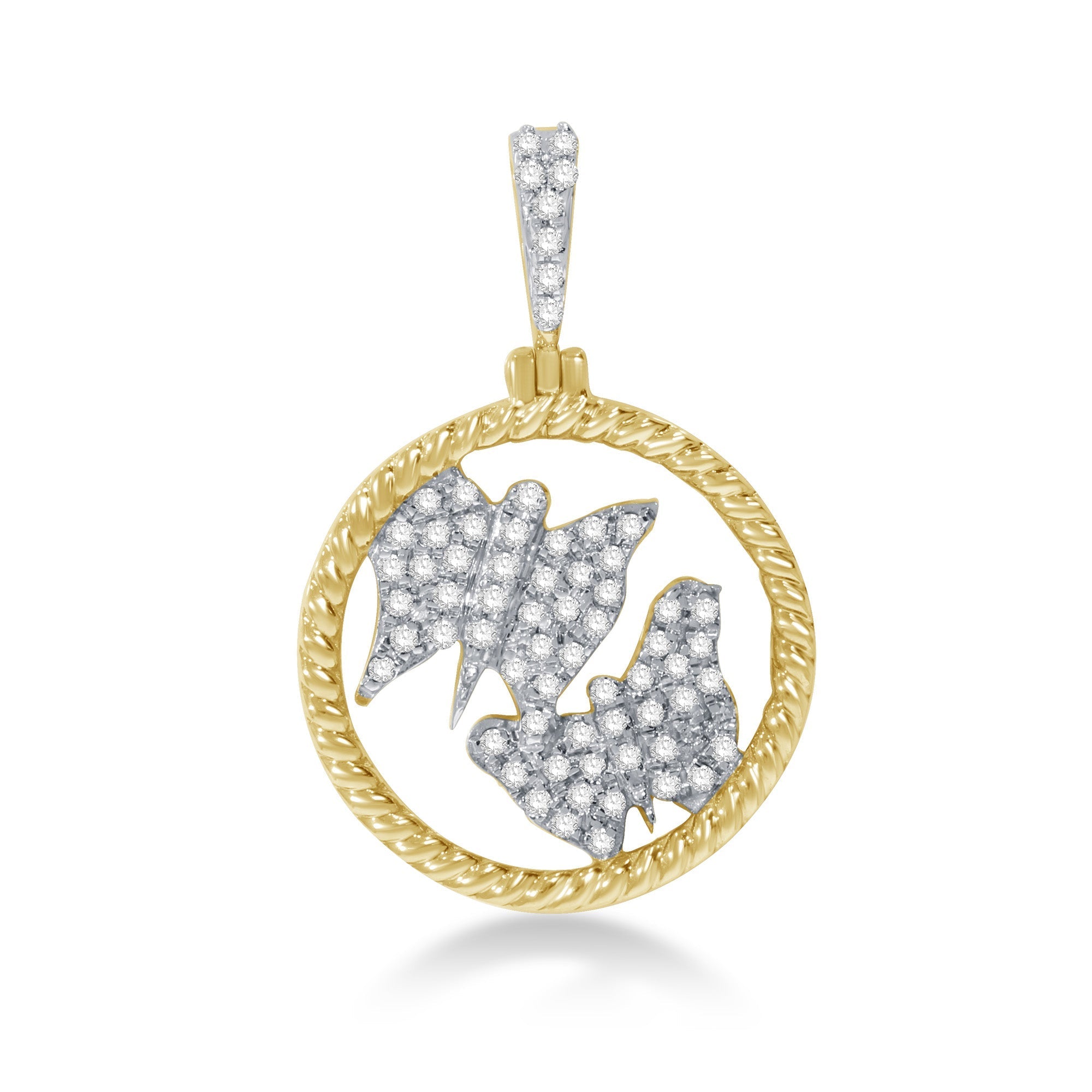 14K Solid Gold  0.16ctw Diamond ButterFly Pendants