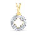 14K Solid Gold  0.57ctw Diamond Clover in a circle Pendants