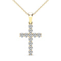 14K Solid Gold 0.50ctw Diamond Cross Pendant